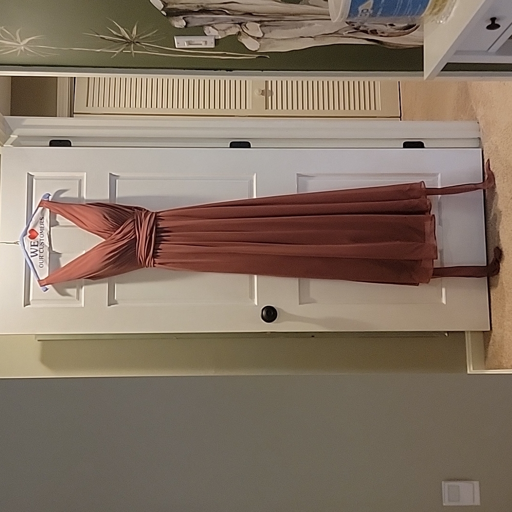 Azazie Desert Rose Chiffon Gown Size 14